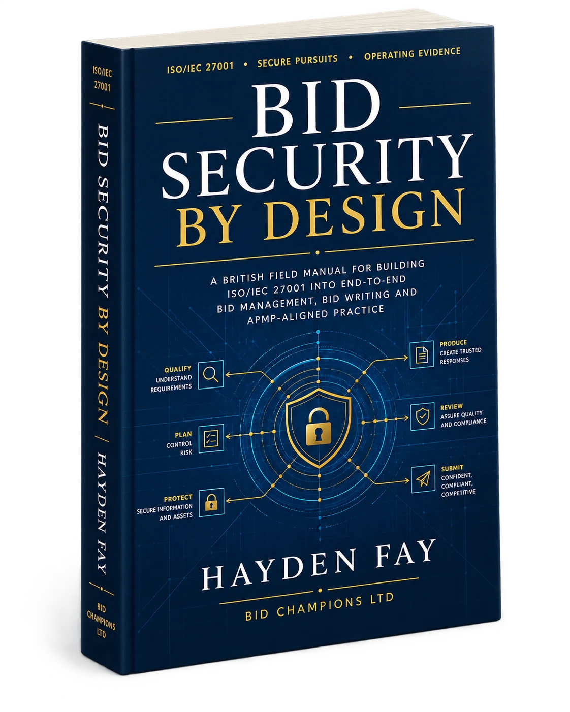 Bid Security by Design by Hayden Fay, shown as a three-dimensional book