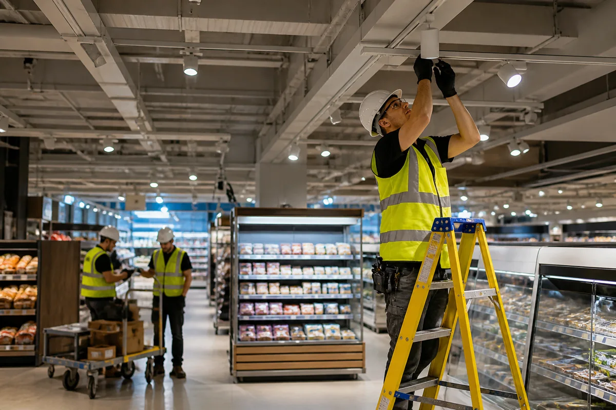 Editorial delivery context for £1m+ multi-year private-sector award for national retail lighting delivery programme