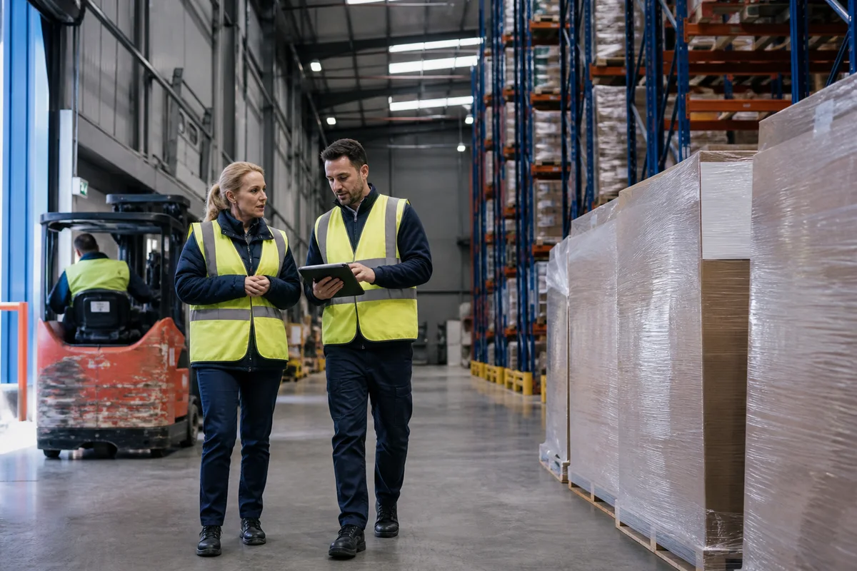 Professionals working in logistics, freight and warehousing