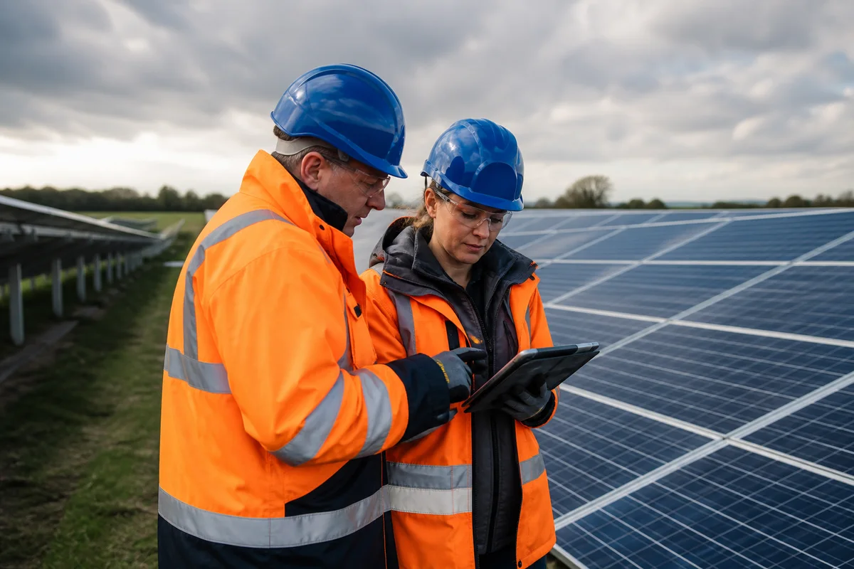 Professionals working in solar and renewable energy