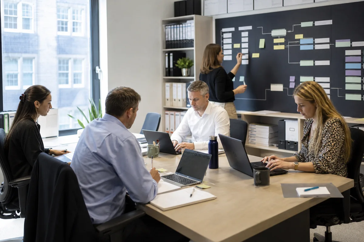 Professionals carrying out continuous bid office work